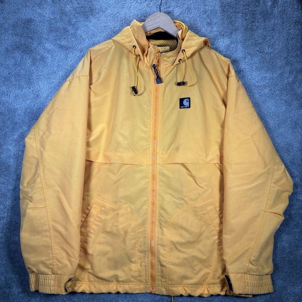 Carhartt Jacket Mens XL Full Zip Hooded Vented Mesh Lined Nylon Workwear J104